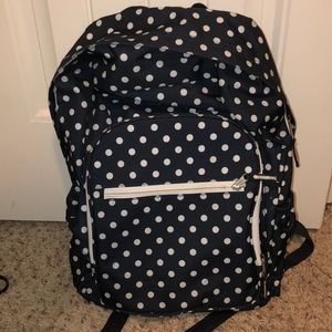 Navy blue pock a dotted bookbag